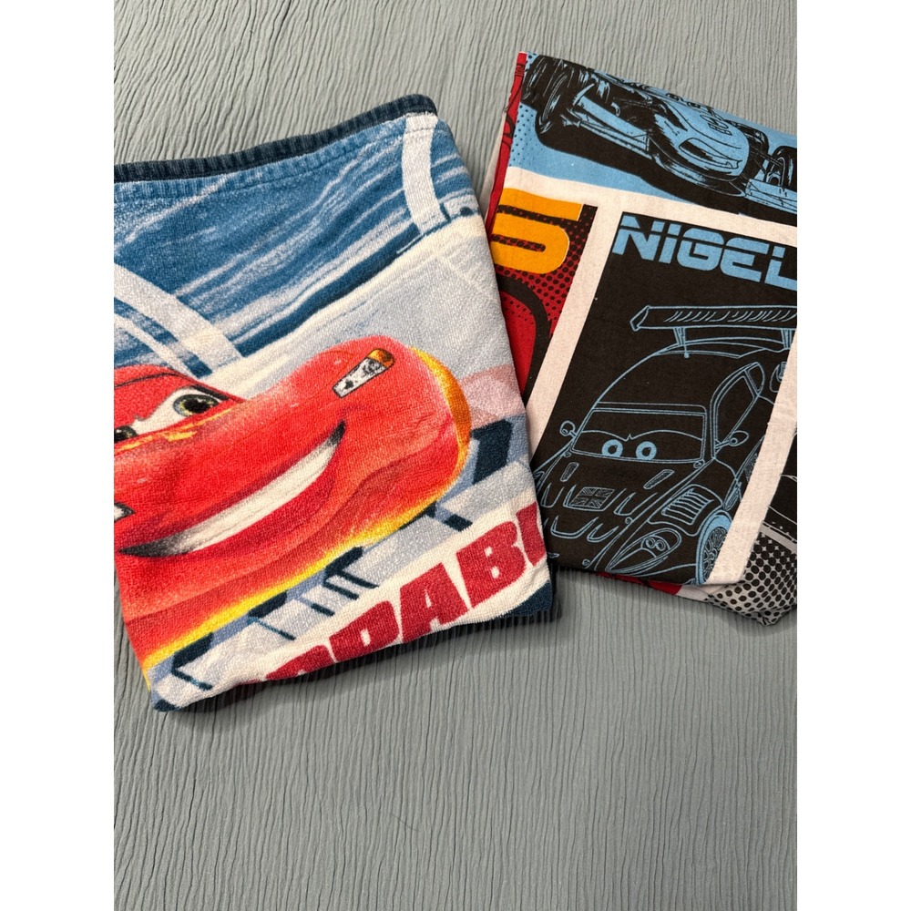 Disney Pixar Cars Bedding Bundle Full Flat Sheet +‎ Kids Towel Lightning McQueen